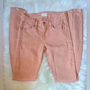 EUC MOTHER The Looker POP skinny low rise stretchy soft peach colored jeans